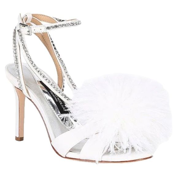 ❤️💗❤️ Antonio Melani AURORA Feathered Dress Sandal Rhinestones Ankle Wrap Strap - Picture 7 of 10